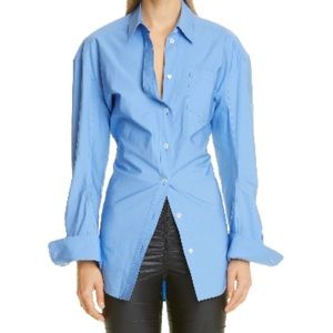 Alexander Wang Tailored Cotton Button Up in Ocean Sky Color